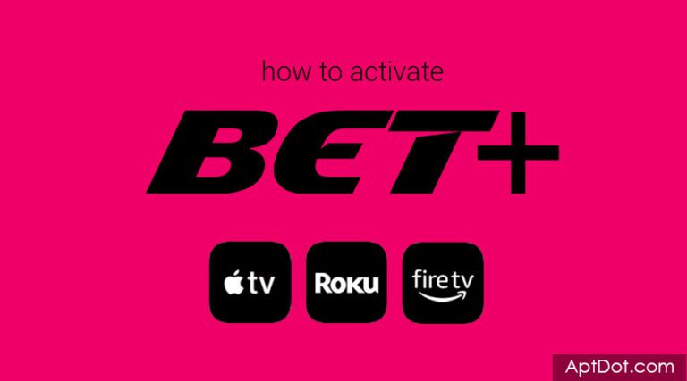How to activate BET Plus on Apple TV, Roku, and Amazon Fire TV. BET+ activation guide with streaming platform icons.
